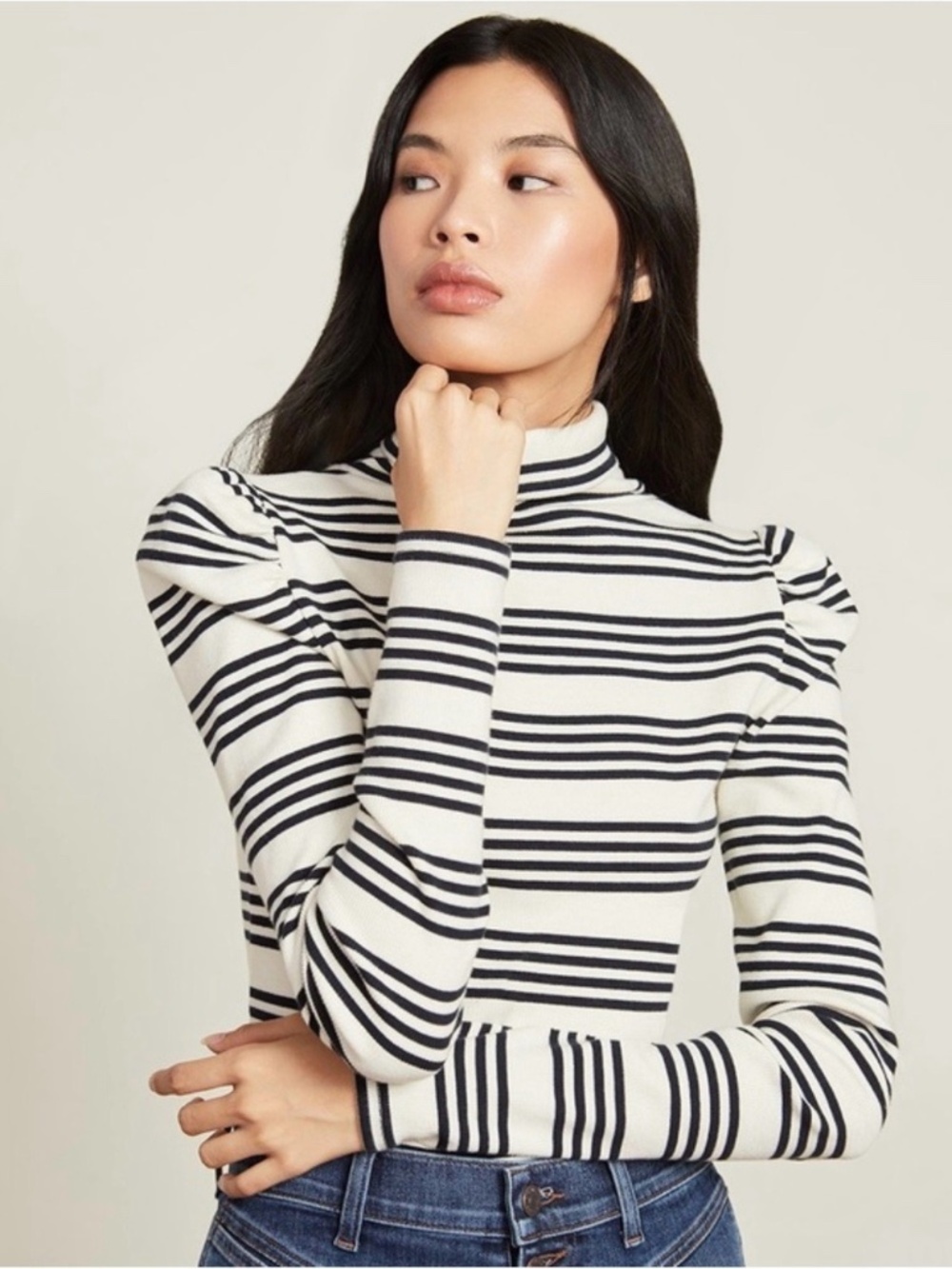 Veronica Beard Striped Turtleneck